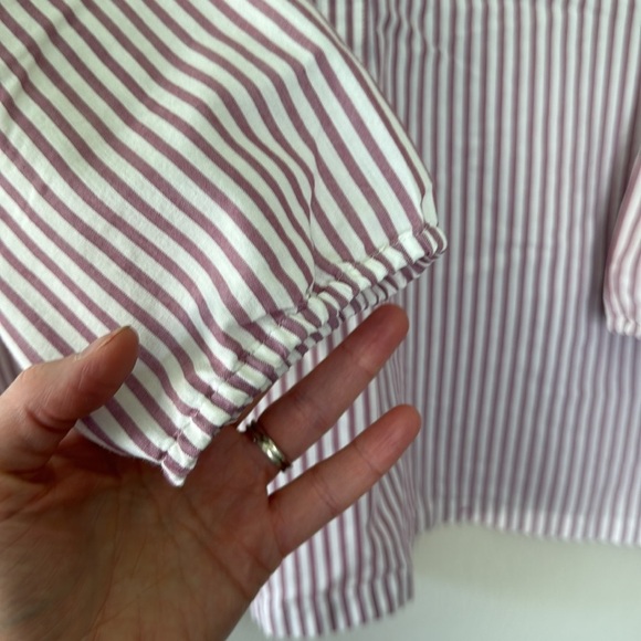 Eddie Bauer mauve and White Boxy Blouse with Cuffed Sleeves XL - Picture 5 of 7